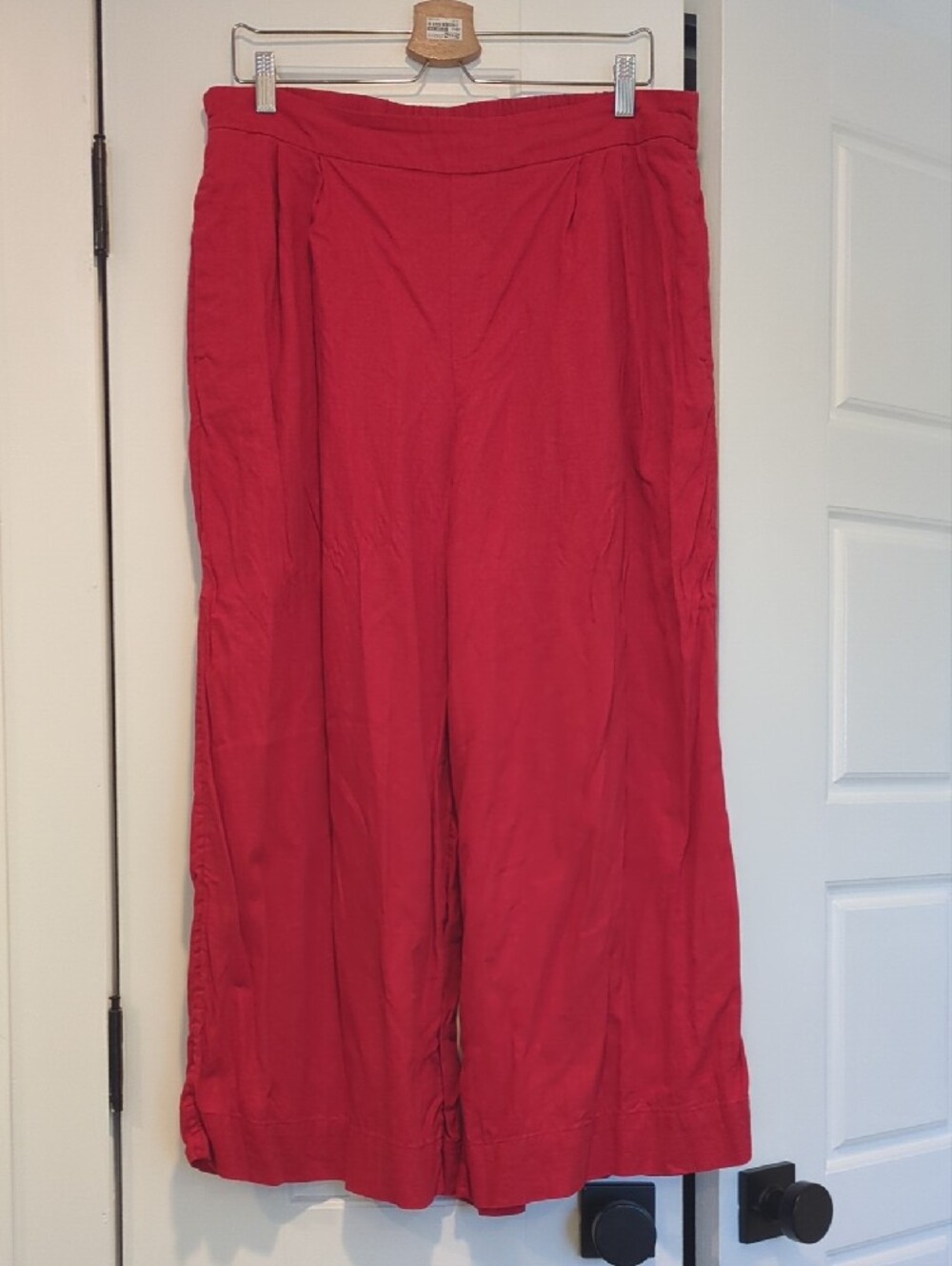 SHIRT ONLY - a new day Linen Red Two-Piece Jumpsuit with Tie Front - Picture 6 of 7